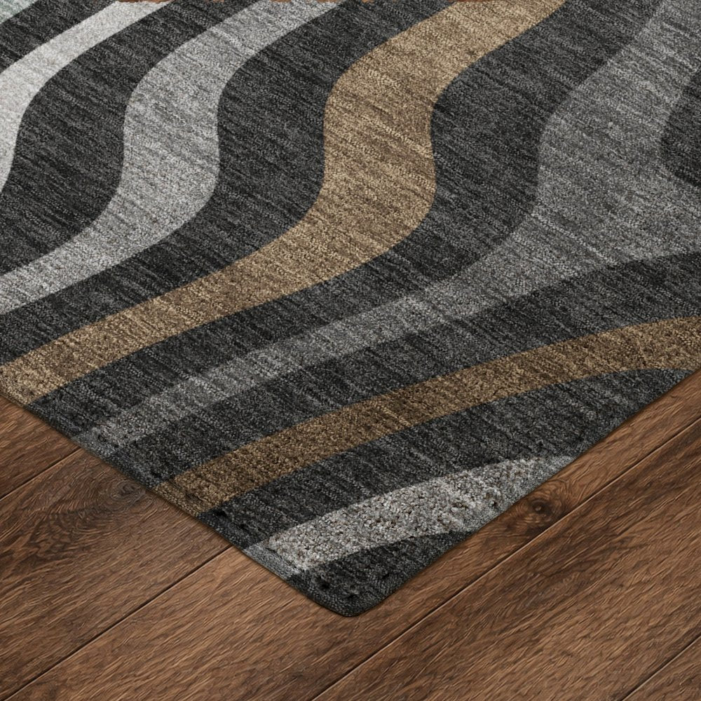 Luxury Washable Kenner KN4 Black 6'6" x 9'6" Rug