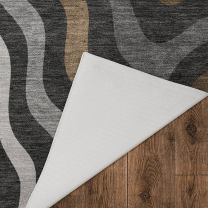 Luxury Washable Kenner KN4 Black 9' x 12' Rug
