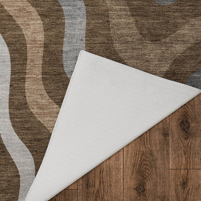 Luxury Washable Kenner KN4 Brown 9' x 12' Rug
