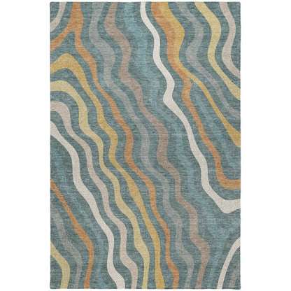 Luxury Washable Kenner KN4 Teal 8' x 10' Rug