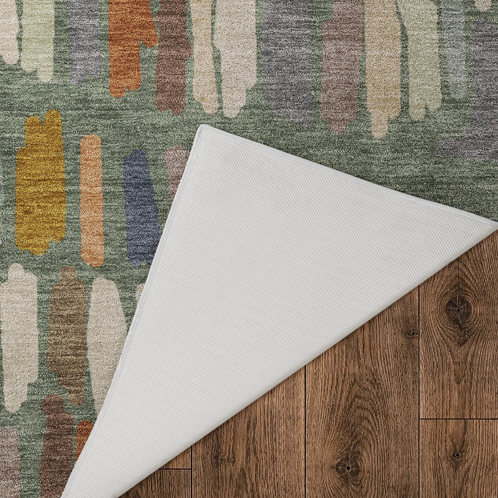 Luxury Washable Kenner KN5 Green 3' x 5' Rug