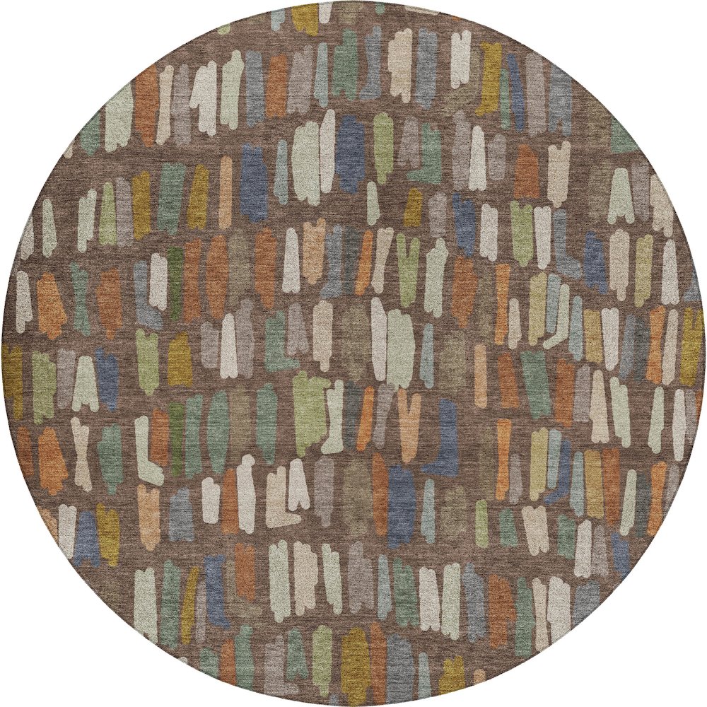 Luxury Washable Kenner KN5 Brown 8' x 8' Round Rug