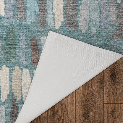 Luxury Washable Kenner KN5 Teal 8' x 8' Round Rug