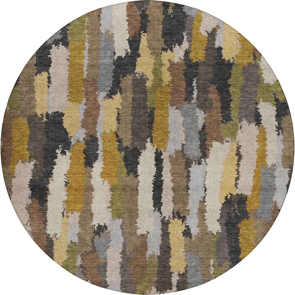 Luxury Washable Kenner KN6 Black 8' x 8' Round Rug