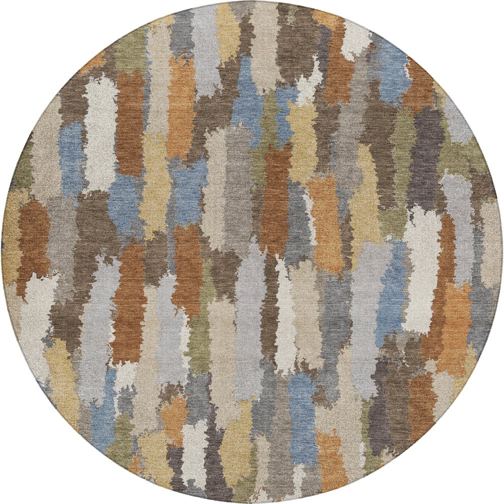 Luxury Washable Kenner KN6 Brown 8' x 8' Round Rug