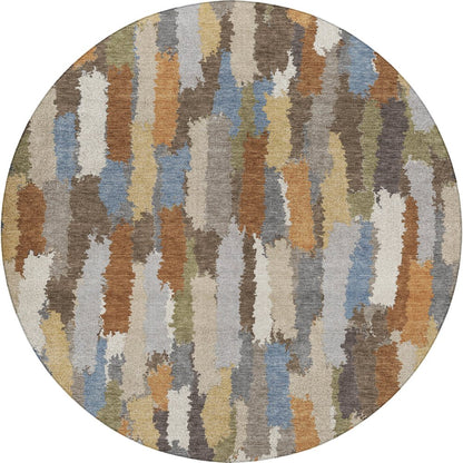 Luxury Washable Kenner KN6 Brown 8' x 8' Round Rug