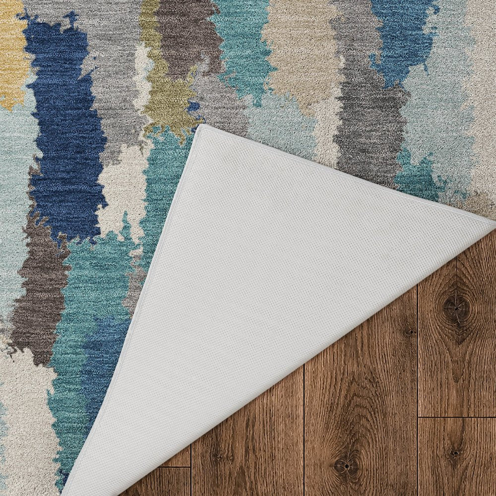 Luxury Washable Kenner KN6 Teal 2'3" x 7'6" Runner Rug