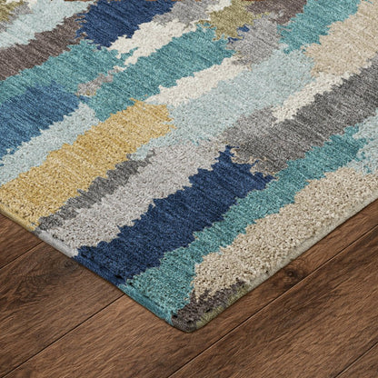 Luxury Washable Kenner KN6 Teal 2'3" x 7'6" Runner Rug