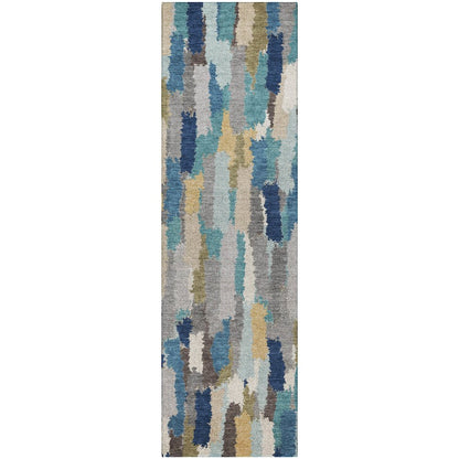 Luxury Washable Kenner KN6 Teal 2'3" x 7'6" Runner Rug