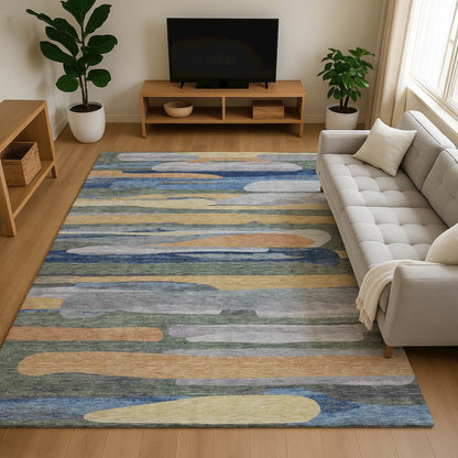 Luxury Washable Kenner KN7 Green 8' x 10' Rug