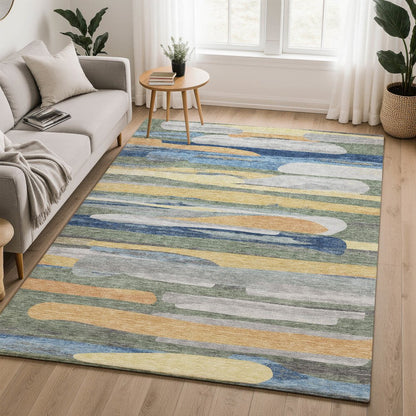 Luxury Washable Kenner KN7 Green 8' x 10' Rug