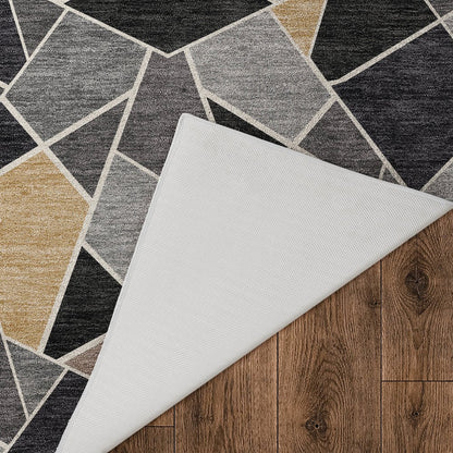 Luxury Washable Kenner KN8 Black 8' x 10' Rug