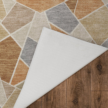 Luxury Washable Kenner KN8 Orange 8' x 8' Round Rug