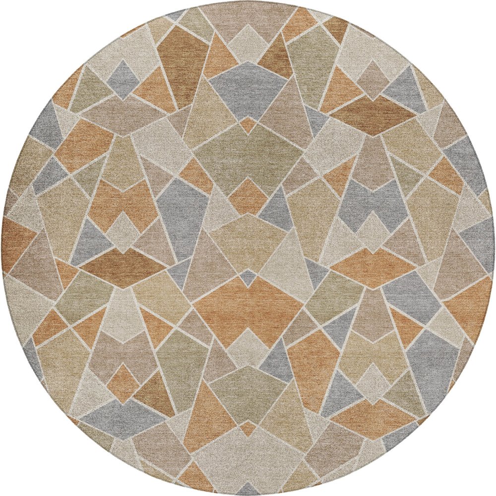 Luxury Washable Kenner KN8 Orange 8' x 8' Round Rug