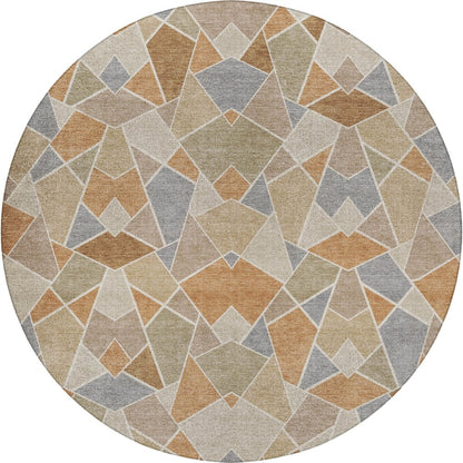 Luxury Washable Kenner KN8 Orange 8' x 8' Round Rug