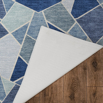 Luxury Washable Kenner KN8 Blue 3' x 5' Rug