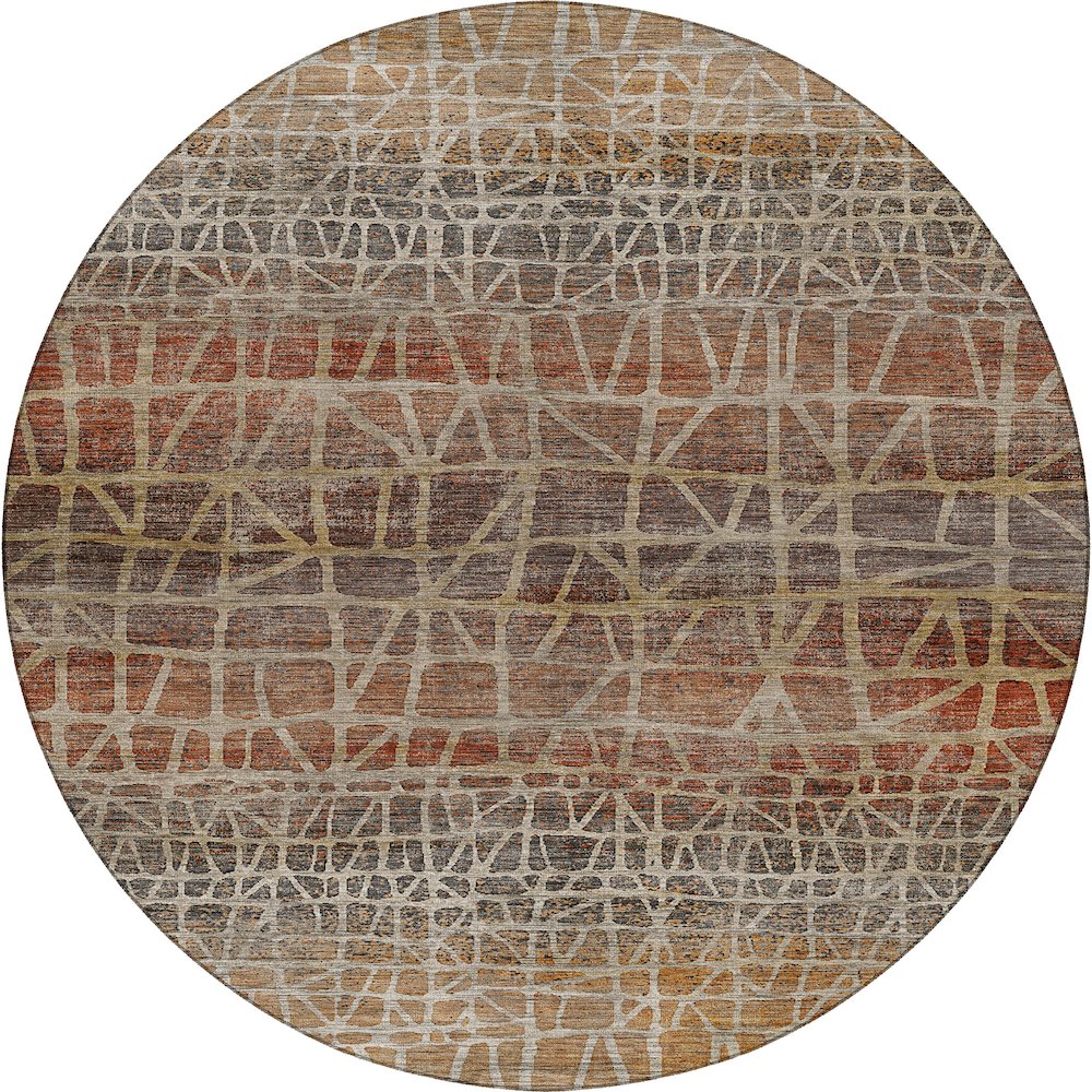 Machine Washable Nexus NX1 Orange 8' x 8' Round Rug