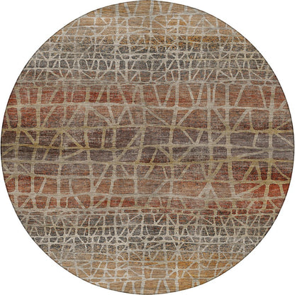 Machine Washable Nexus NX1 Orange 8' x 8' Round Rug