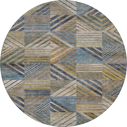 Machine Washable Nexus NX2 Blue 8' x 8' Round Rug