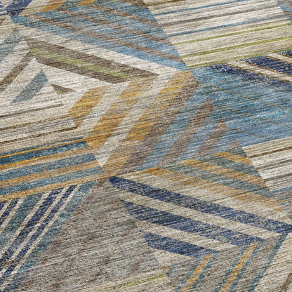 Machine Washable Nexus NX2 Blue 8' x 8' Round Rug