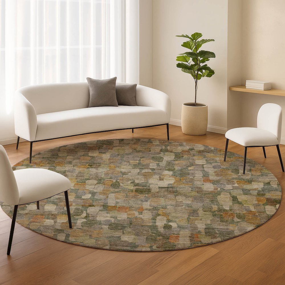 Machine Washable Nexus NX4 Green 8' x 8' Round Rug
