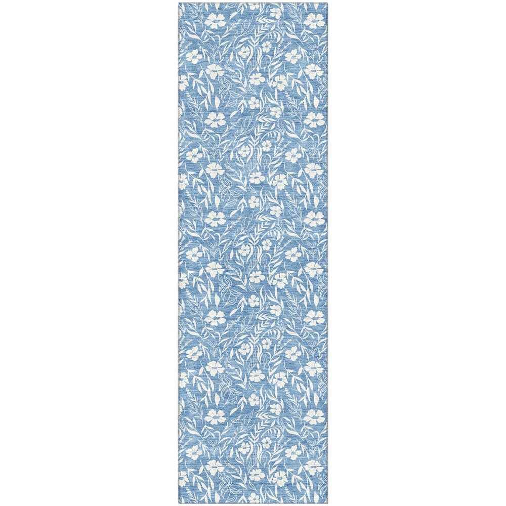 Luxury Washable Indoor/Outdoor Soft Essentials SE4 Blue 2'3" x 7'6" Runner Rug