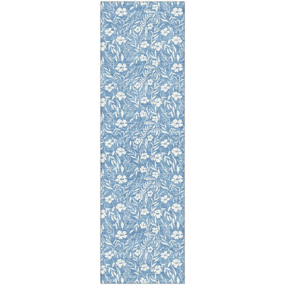 Luxury Washable Indoor/Outdoor Soft Essentials SE4 Blue 2'3" x 7'6" Runner Rug