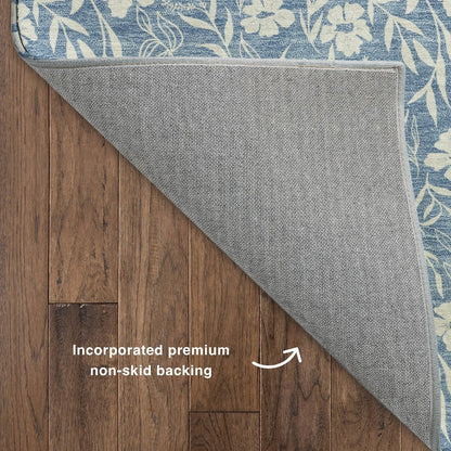 Luxury Washable Indoor/Outdoor Soft Essentials SE4 Blue 8' x 8' Rug