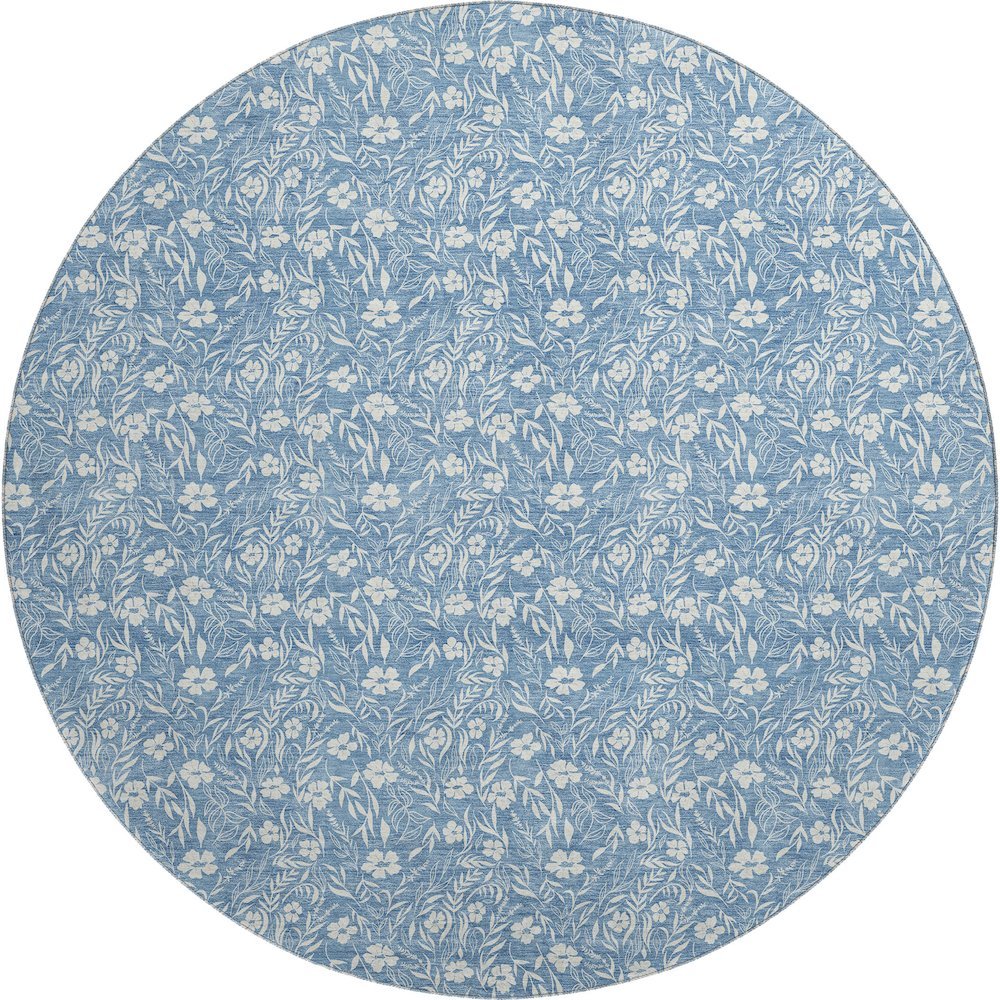 Luxury Washable Indoor/Outdoor Soft Essentials SE4 Blue 8' x 8' Rug