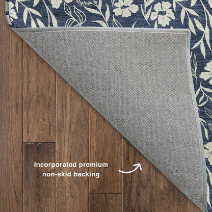 Luxury Washable Indoor/Outdoor Soft Essentials SE4 Blue 8' x 8' Rug