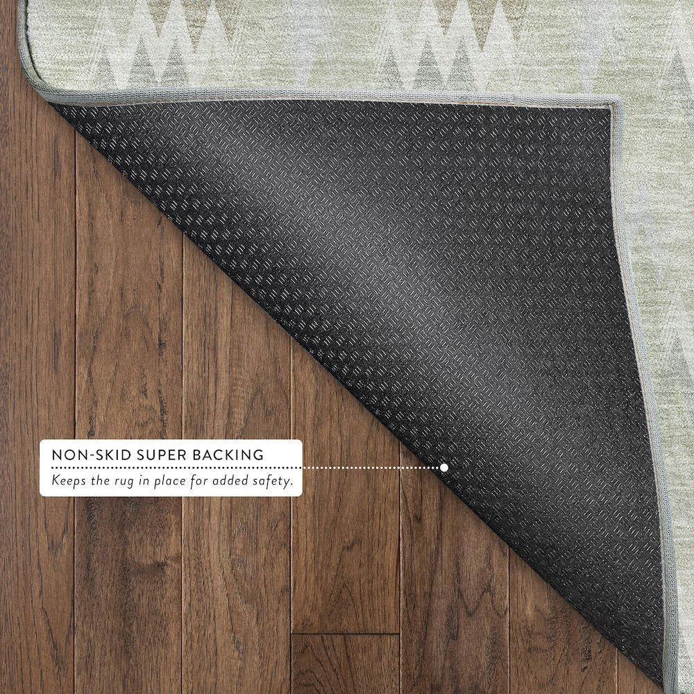 Luxury Washable Soft Essentials SE5 Green 2'3" x 7'6" Runner Rug