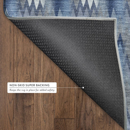 Luxury Washable Soft Essentials SE5 Blue 10' x 14' Rug