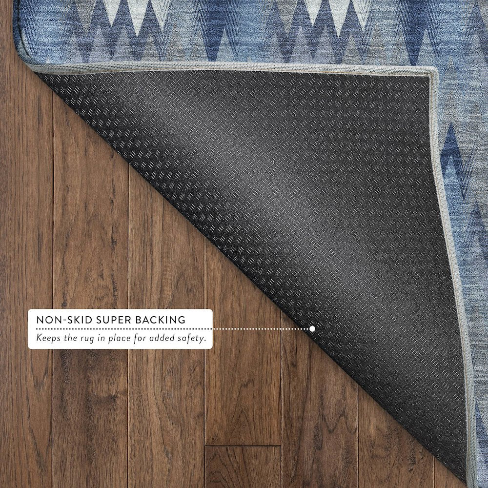 Luxury Washable Soft Essentials SE5 Blue 5' x 7'6" Rug