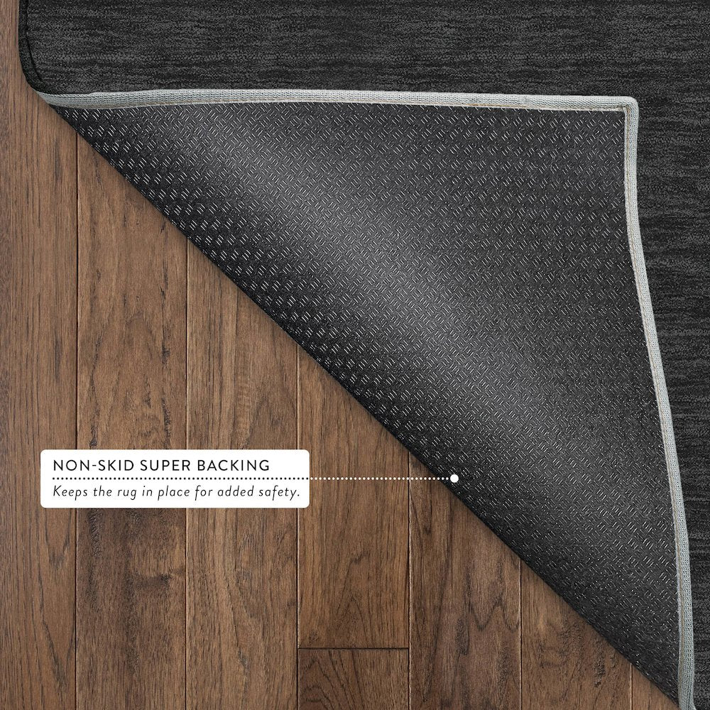 Luxury Washable Soft Essentials SE6 Black 2'3" x 7'6" Runner Rug