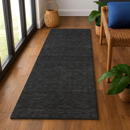 Luxury Washable Soft Essentials SE6 Black 2'3" x 7'6" Runner Rug