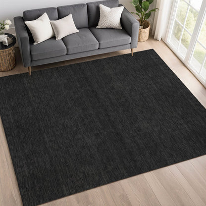 Luxury Washable Soft Essentials SE6 Black 9' x 12' Rug