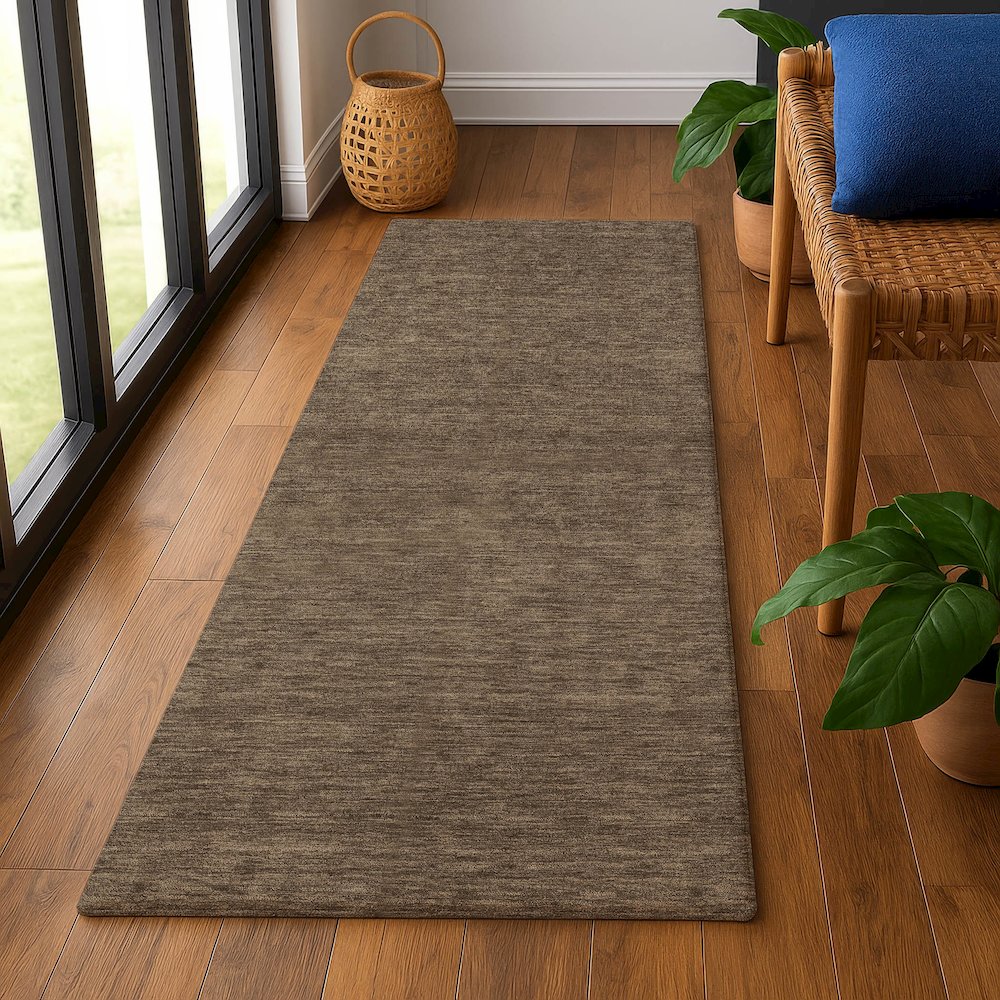 Luxury Washable Soft Essentials SE6 Brown 2'3" x 7'6" Runner Rug
