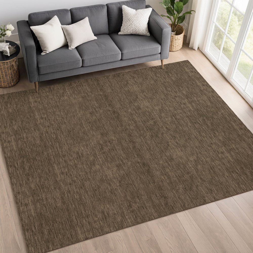 Luxury Washable Soft Essentials SE6 Brown 5' x 7'6" Rug