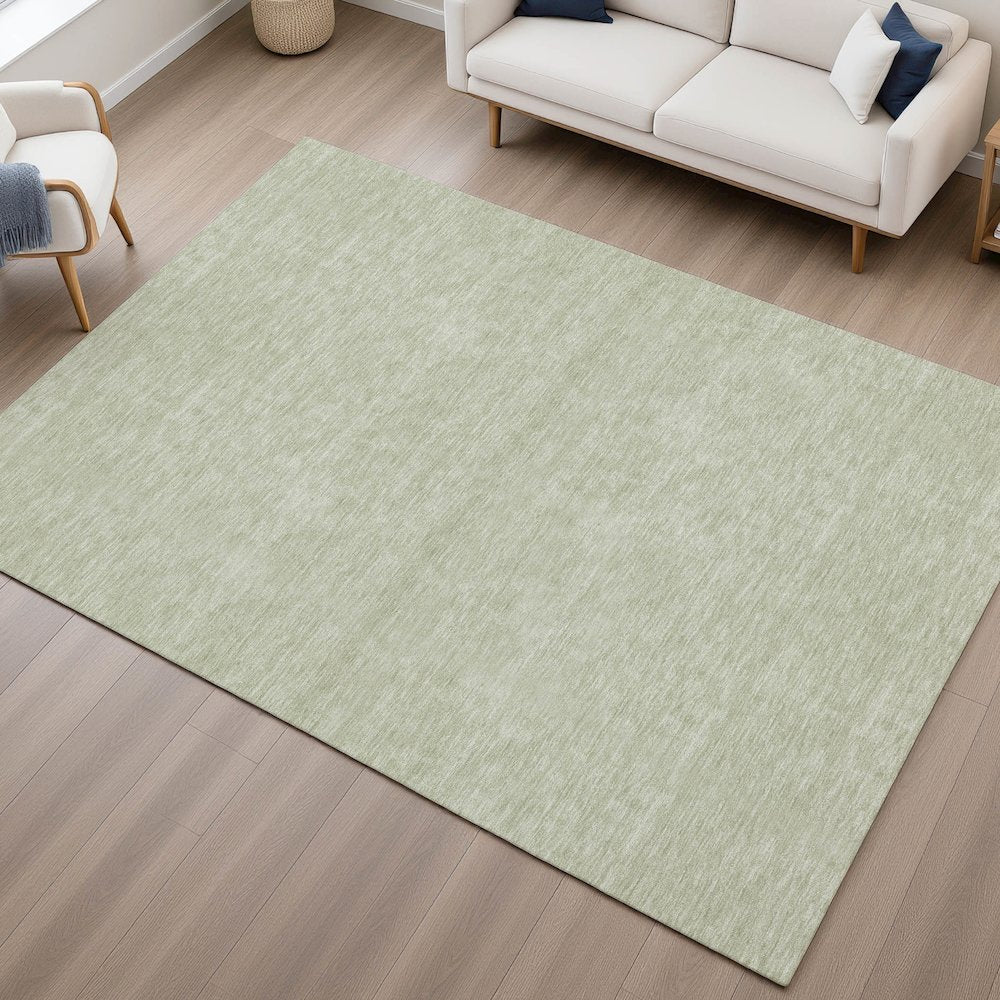 Luxury Washable Soft Essentials SE6 Green 2'6" x 3'10" Rug
