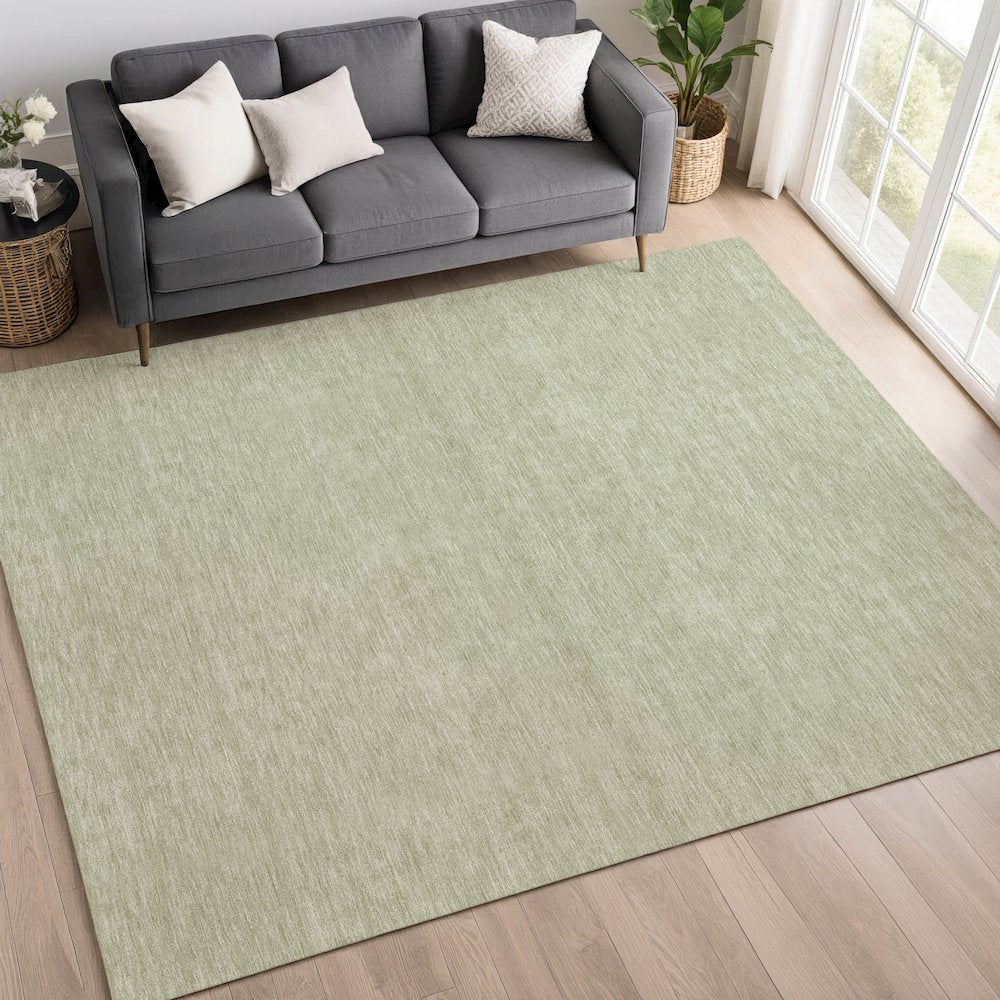 Luxury Washable Soft Essentials SE6 Green 2'6" x 3'10" Rug