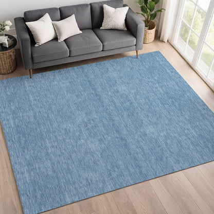Luxury Washable Soft Essentials SE6 Blue 3' x 5' Rug