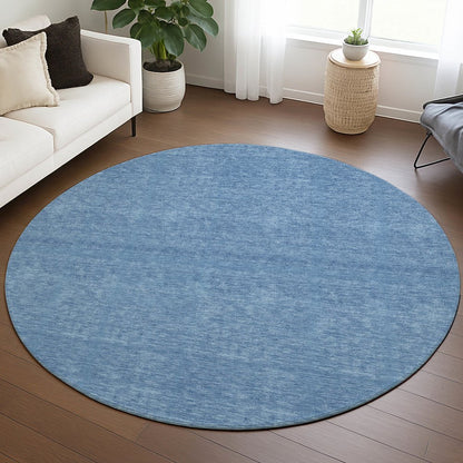 Luxury Washable Soft Essentials SE6 Blue 8' x 8' Round Rug