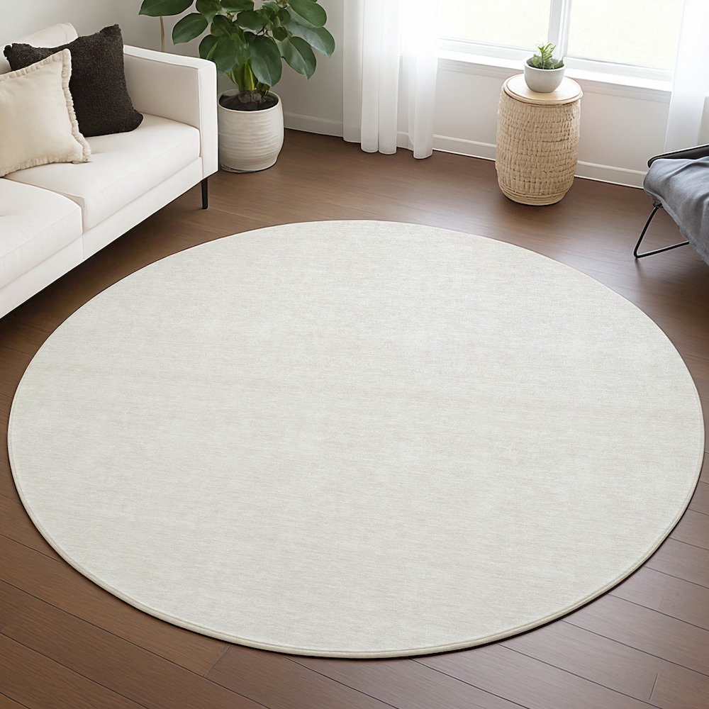 Luxury Washable Soft Essentials SE6 Ivory 8' x 8' Round Rug