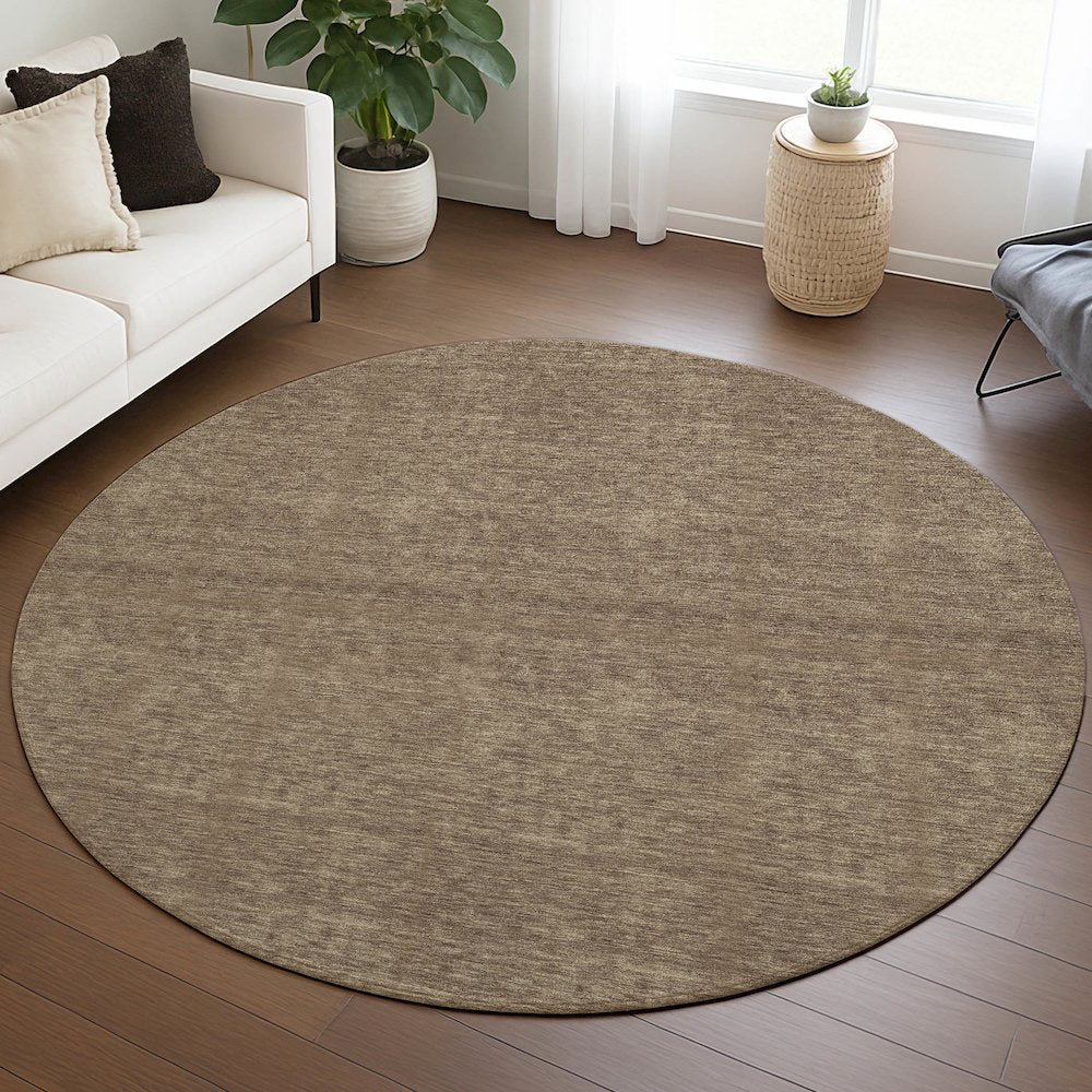 Luxury Washable Soft Essentials SE6 Brown 8' x 8' Round Rug