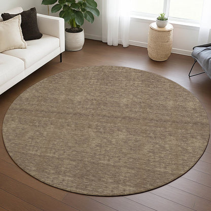 Luxury Washable Soft Essentials SE6 Brown 8' x 8' Round Rug