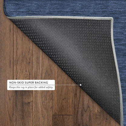 Luxury Washable Soft Essentials SE6 Blue 5' x 7'6" Rug