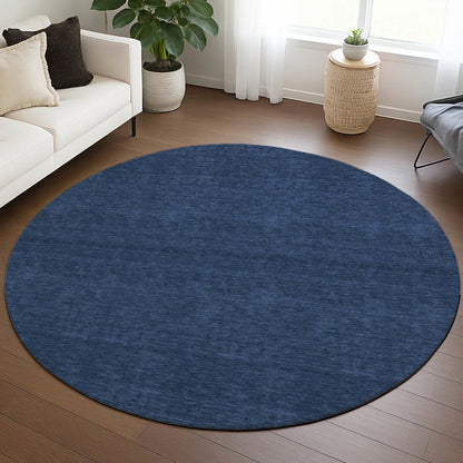 Luxury Washable Soft Essentials SE6 Blue 8' x 8' Round Rug