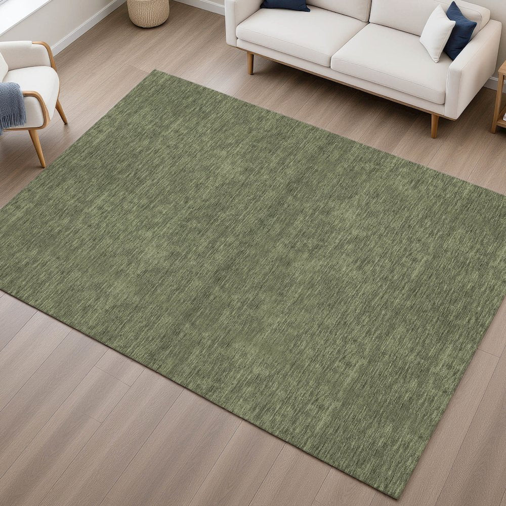 Luxury Washable Soft Essentials SE6 Green 3' x 5' Rug