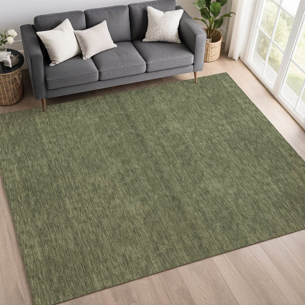 Luxury Washable Soft Essentials SE6 Green 3' x 5' Rug