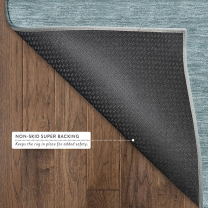 Luxury Washable Soft Essentials SE6 Teal 2'3" x 7'6" Runner Rug